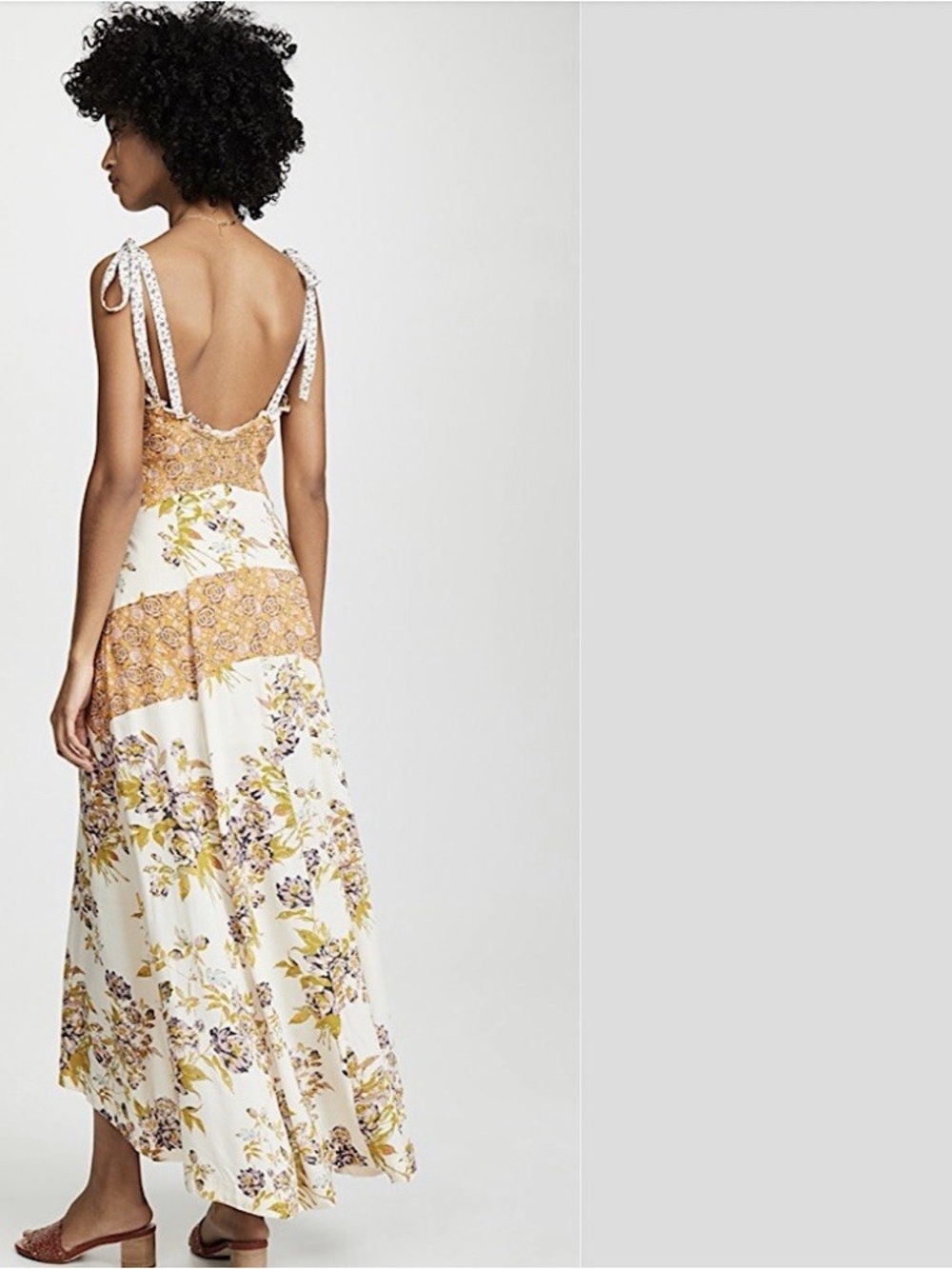 Free People Cream Maxi Dress with Mustard and Lilac Floral - Picture 6 of 8